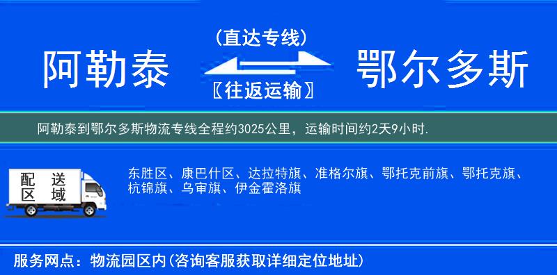 阿勒泰到鄂尔多斯物流专线
