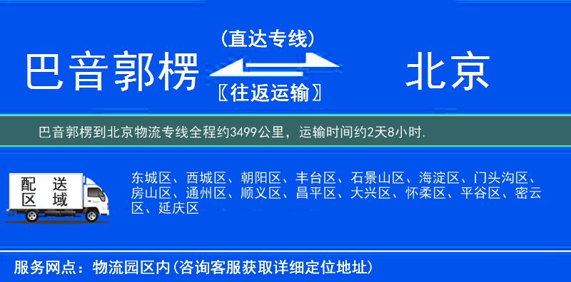 巴音郭楞到北京物流专线