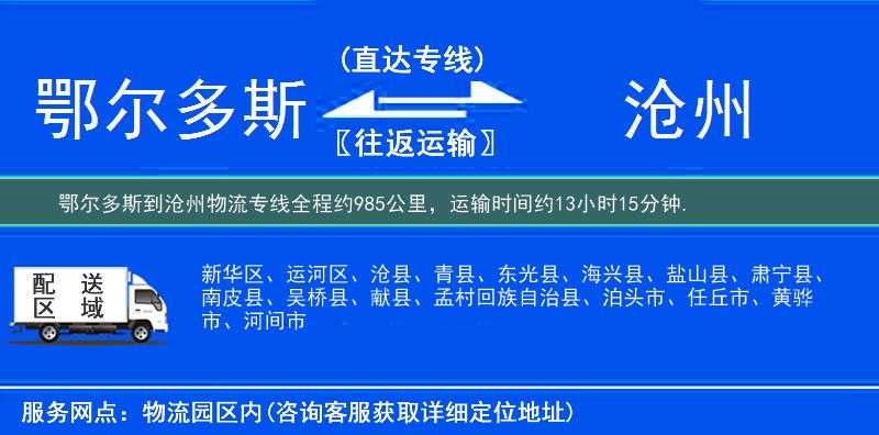 鄂尔多斯到沧州物流专线