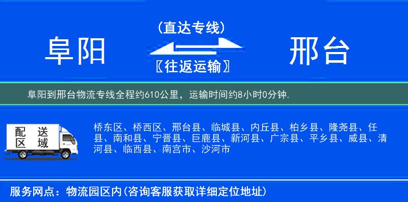 阜阳到邢台物流专线