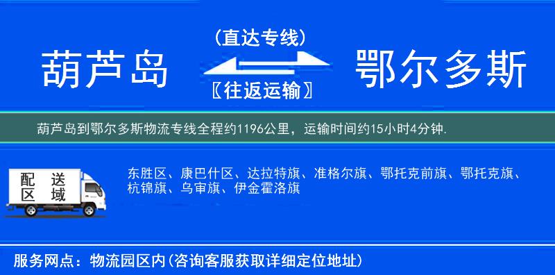 葫芦岛到鄂尔多斯物流专线