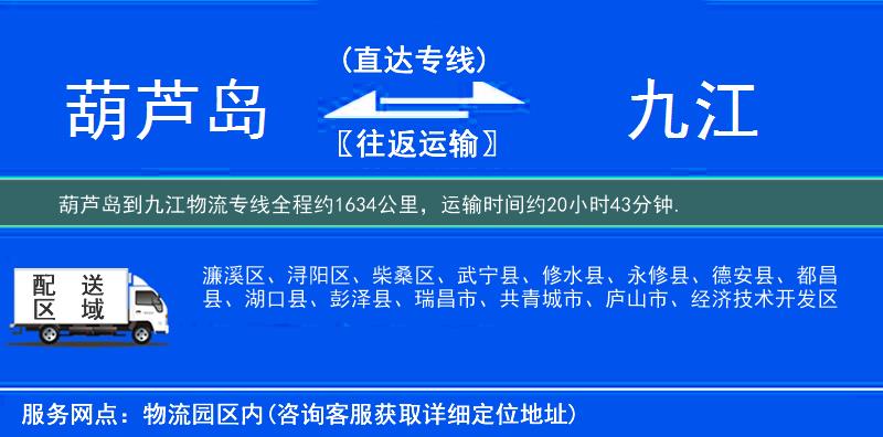 葫芦岛到九江物流专线