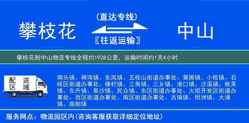 攀枝花到中山物流专线