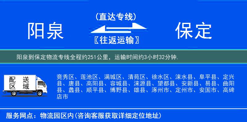 阳泉到保定物流专线